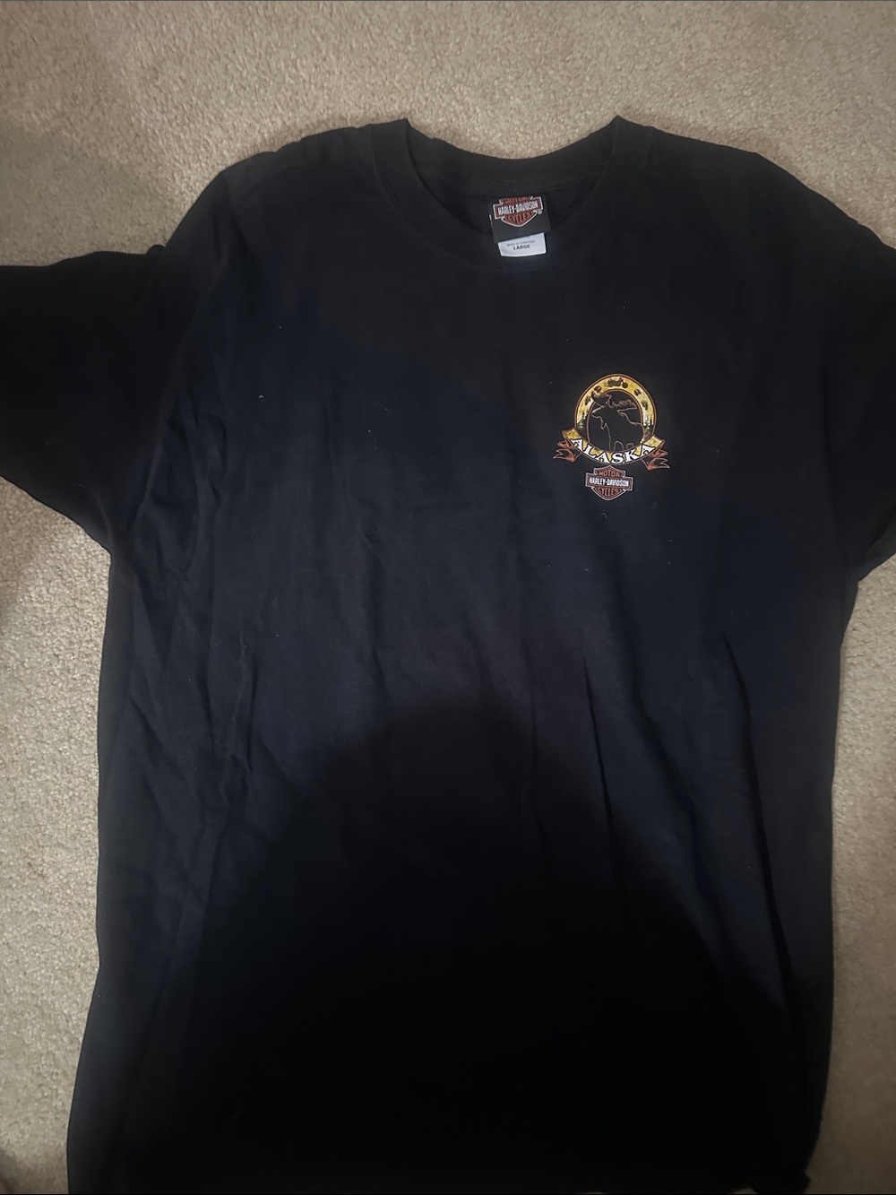 Harley-Davidson Black Tee with Gold and Red Chest Emblem